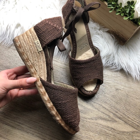 UGG Shoes - Ugg Delmar Ankle Wrap Brown Wedges